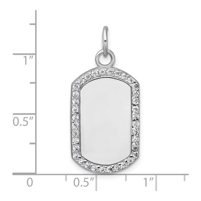Sterling Silver CZ Dog Tag Pendant – view 5
