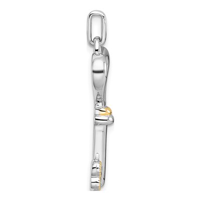 Sterling Silver & 14K Gold CZ Heart Key Pendant – view 3