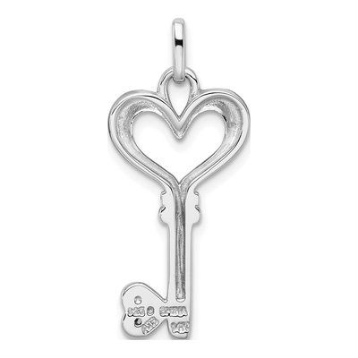 Sterling Silver & 14K Gold CZ Heart Key Pendant – view 4