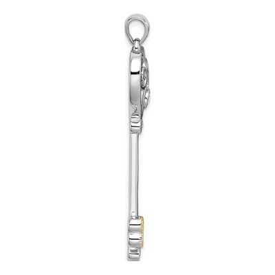 Sterling Silver & 14K Gold CZ Filigree Heart Key Pendant – view 3
