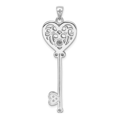 Sterling Silver & 14K Gold CZ Filigree Heart Key Pendant – view 4