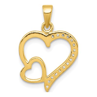 Gold-Plated Sterling Silver CZ Double Heart Pendant – view 4