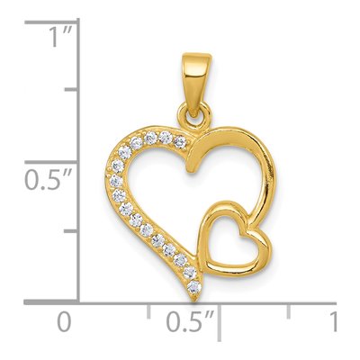 Gold-Plated Sterling Silver CZ Double Heart Pendant – view 5