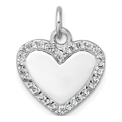 Sterling Silver CZ Heart Pendant