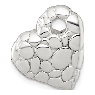 Sterling Silver Pebbled Heart Slide Pendant – view 4