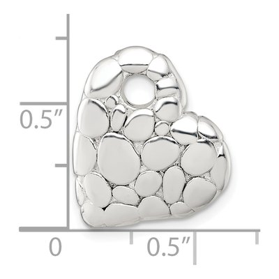 Sterling Silver Pebbled Heart Slide Pendant – view 5