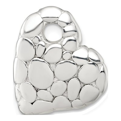 Sterling Silver Pebbled Heart Slide Pendant