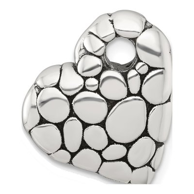 Sterling Silver Pebbled Heart Slide Pendant – view 4