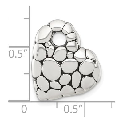 Sterling Silver Pebbled Heart Slide Pendant – view 5