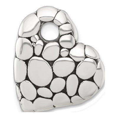 Sterling Silver Pebbled Heart Slide Pendant