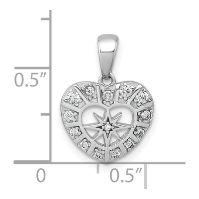 Sterling Silver CZ Star Heart Pendant – view 5