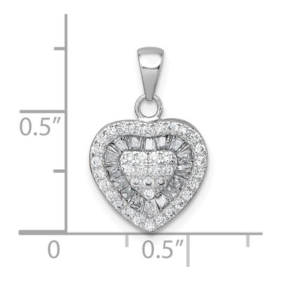 Sterling Silver CZ Heart Pendant – view 5