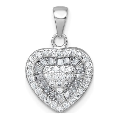 Sterling Silver CZ Heart Pendant