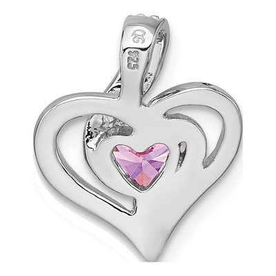 Sterling Silver CZ Heart Slide Pendant – view 4