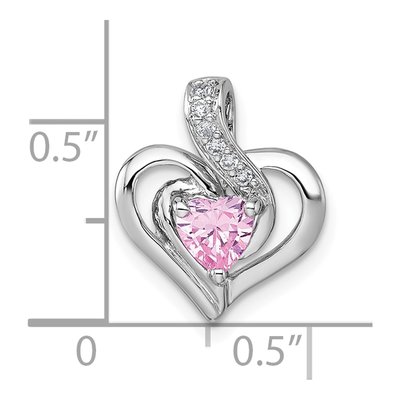Sterling Silver CZ Heart Slide Pendant – view 5