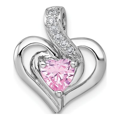Sterling Silver CZ Heart Slide Pendant