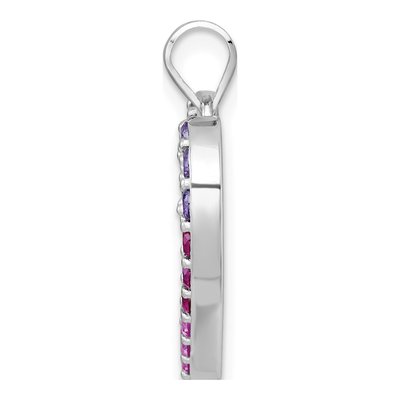 Sterling Silver CZ Rainbow Open Heart Pendant – view 3