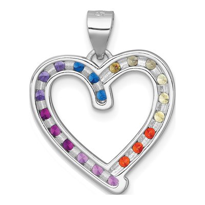 Sterling Silver CZ Rainbow Open Heart Pendant – view 4