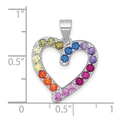Sterling Silver CZ Rainbow Open Heart Pendant – view 5