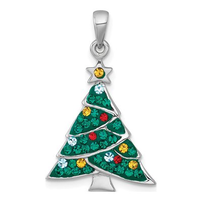Sterling Silver Crystal Christmas Tree Charm