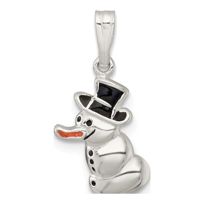 Sterling Silver Enameled Snowman Pendant