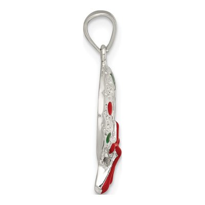 Sterling Silver Enameled Wreath Pendant – view 3
