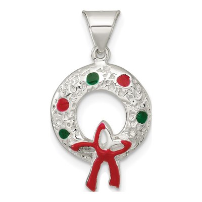 Sterling Silver Enameled Wreath Pendant