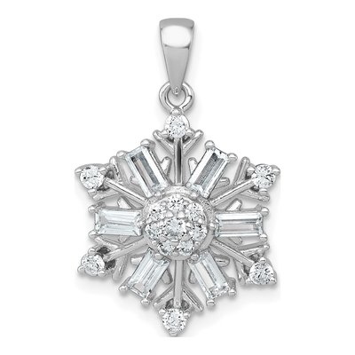 Sterling Silver CZ Snowflake Pendant