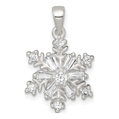 Sterling Silver CZ Snowflake Pendant