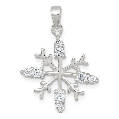 Sterling Silver CZ Snowflake Pendant