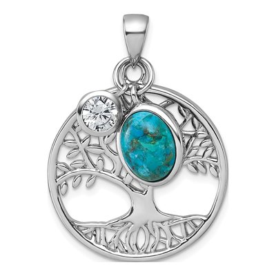 Sterling Silver CZ Tree of Life Pendant