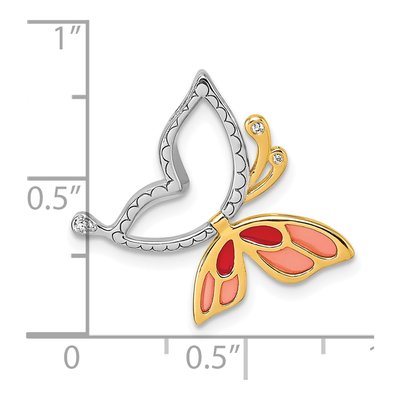 Sterling Silver CZ Enamel Butterfly Slide Pendant – view 5