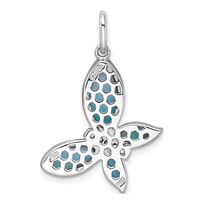 Sterling Silver CZ Larimar Butterfly Pendant – view 4