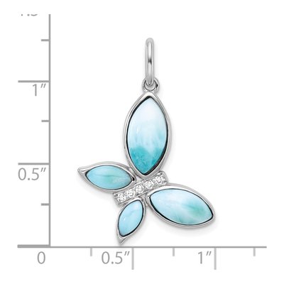 Sterling Silver CZ Larimar Butterfly Pendant – view 5