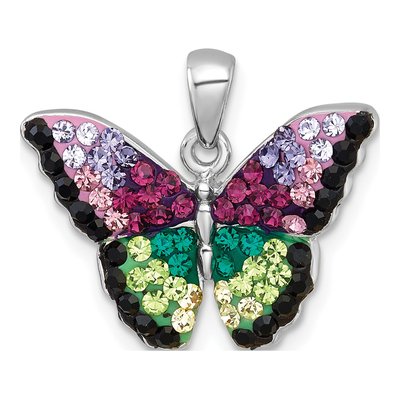 Sterling Silver Crystal Butterfly Pendant
