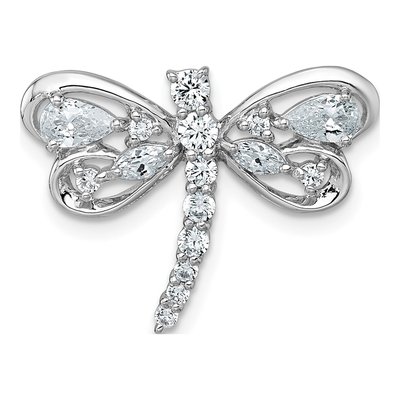 Sterling Silver CZ Dragonfly Slide Pendant