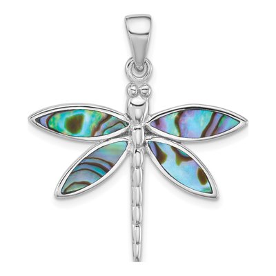 Sterling Silver Abalone Dragonfly Pendant