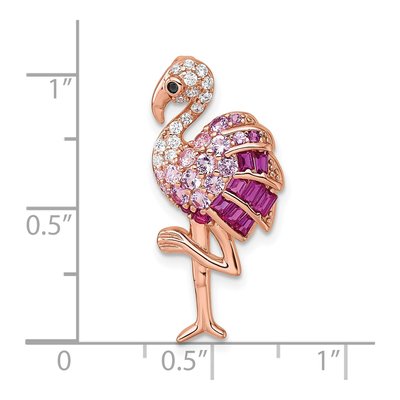 Rose Gold-Plated Sterling Silver CZ Flamingo Slide Pendant – view 5