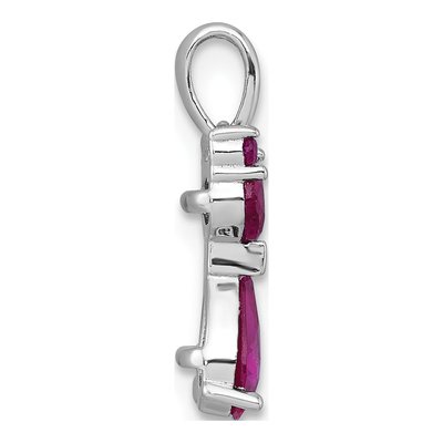 Sterling Silver Red Corundum Cat Pendant – view 3