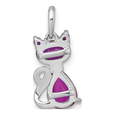 Sterling Silver Red Corundum Cat Pendant – view 4