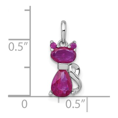 Sterling Silver Red Corundum Cat Pendant – view 5