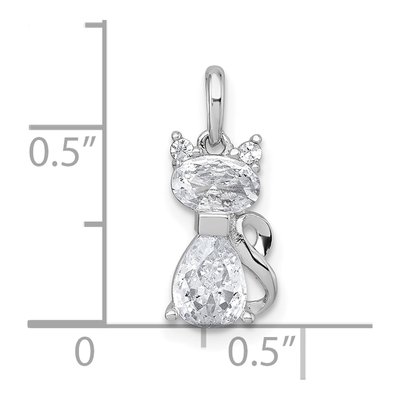 Sterling Silver CZ Cat Pendant – view 5