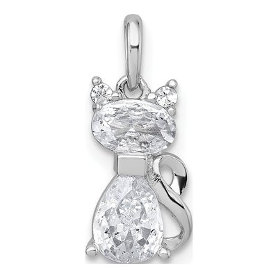 Sterling Silver CZ Cat Pendant