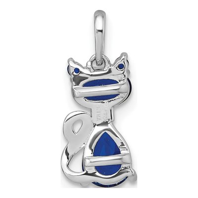 Sterling Silver Lab-Created Sapphire Cat Pendant – view 4