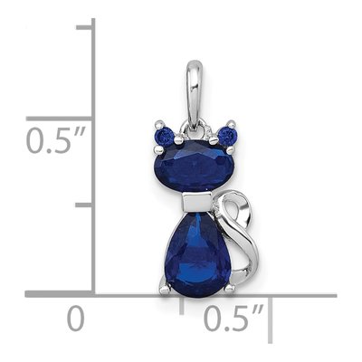 Sterling Silver Lab-Created Sapphire Cat Pendant – view 5
