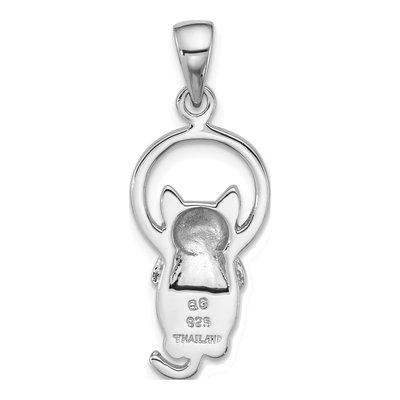 Sterling Silver Mother of Pearl Cat Pendant – view 3