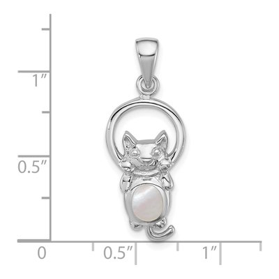 Sterling Silver Mother of Pearl Cat Pendant – view 4
