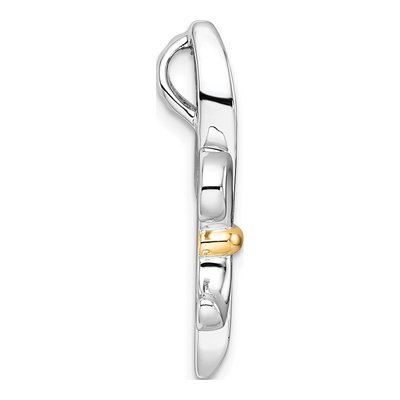 Sterling Silver & 14K Gold CZ Fleur de Lis Slide Pendant – view 3