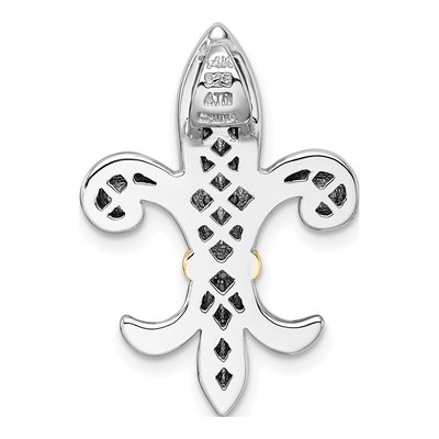 Sterling Silver & 14K Gold CZ Fleur de Lis Slide Pendant – view 4