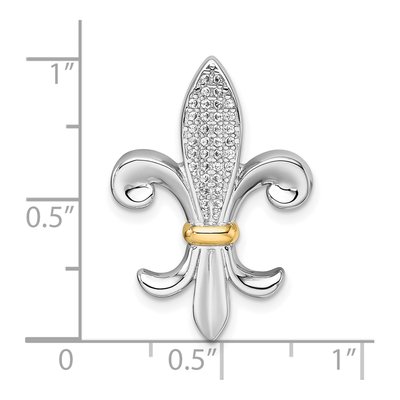 Sterling Silver & 14K Gold CZ Fleur de Lis Slide Pendant – view 5